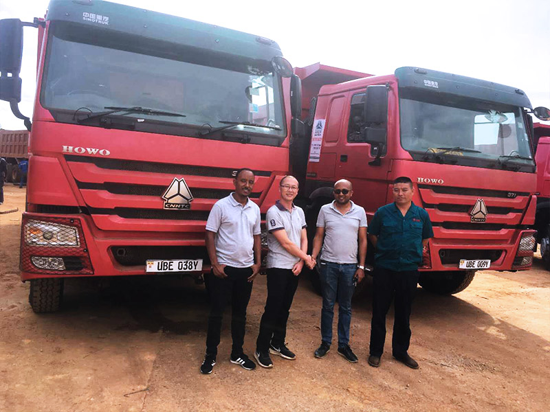SINOTRUK Uganda distributor DOUBLE Q delivers trucks to customers.